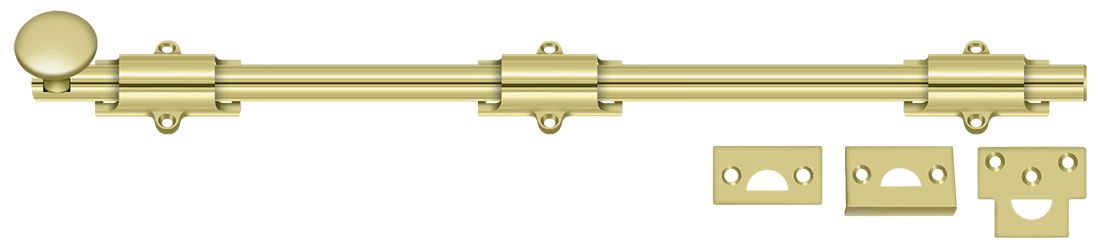 Deltana 18SB3 18″ Heavy-Duty Surface Bolt, Polished Brass