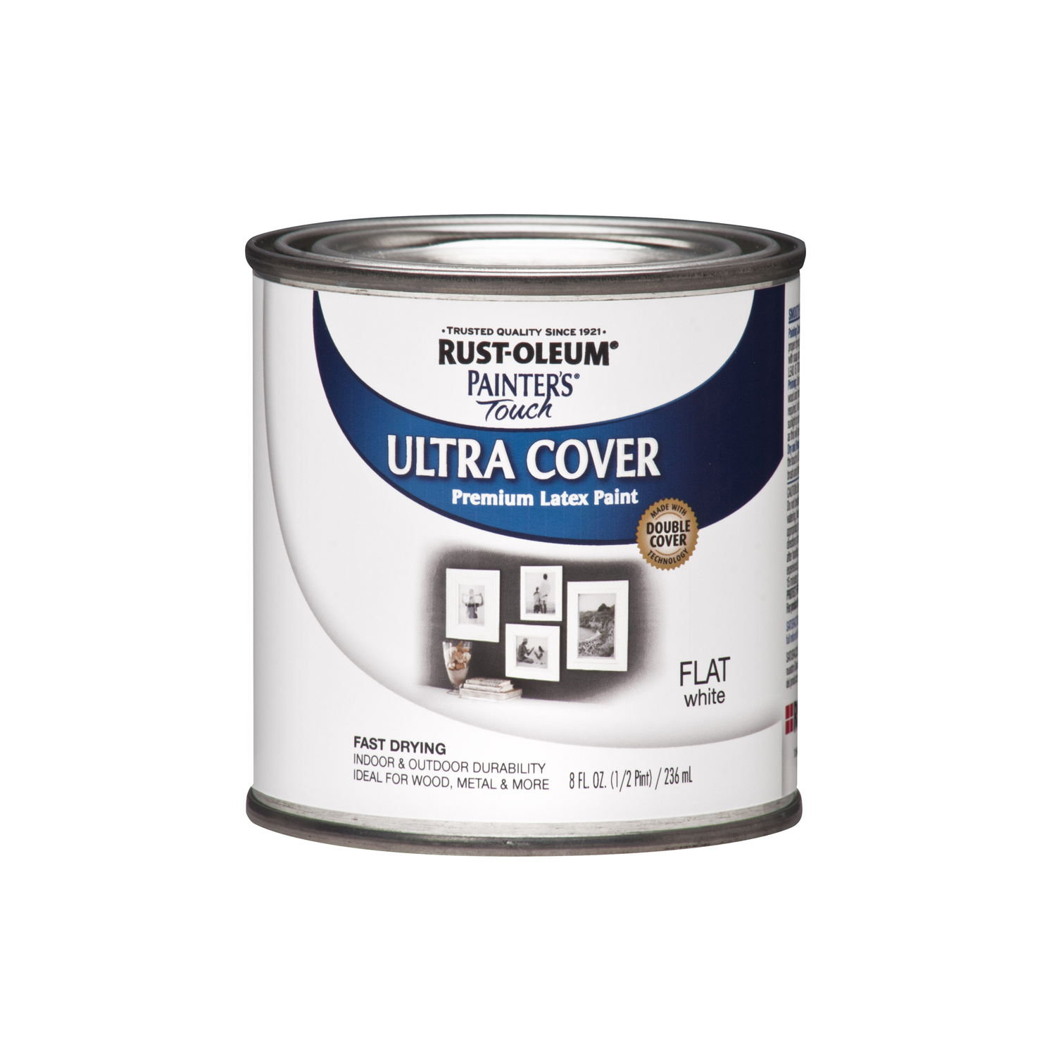 Painter’s Touch 2x Ultra Cover Premium Latex Paint, Flat White, 0.5 Pint