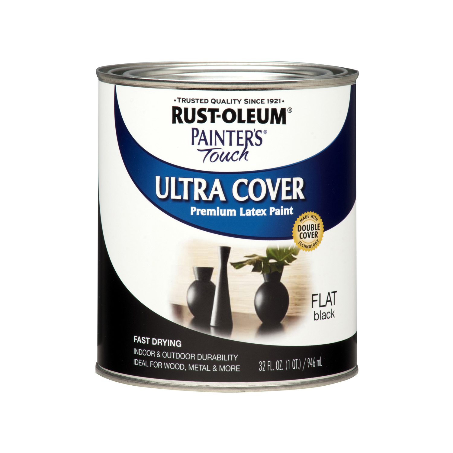 2x Ultra Cover Flat Black Latex Paint, 1 Quart