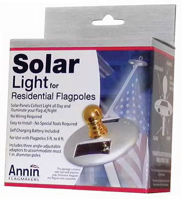 Mini Solar Flagpole Light, Silver
