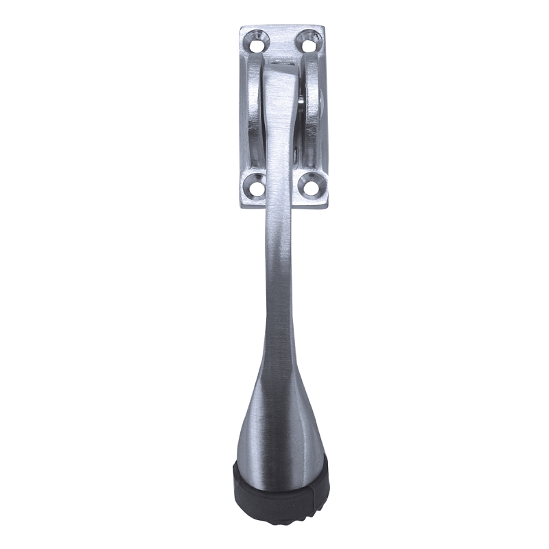 4-1/8 In. Solid Brass Satin Chrome Kickdown Door Holder With Replaceable Tip