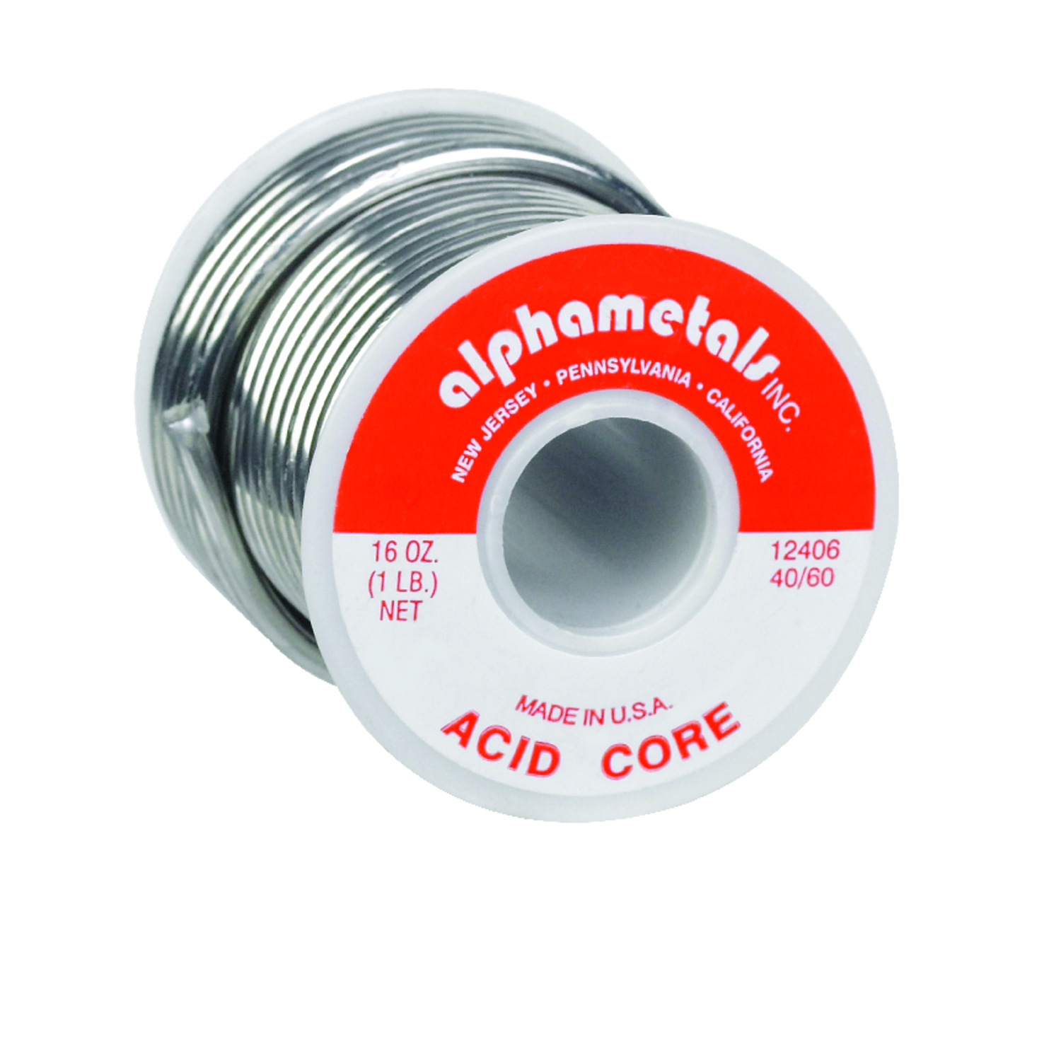16 Oz Acid Core Wire Solder 0.125 In. Diameter Tin/lead 40/60