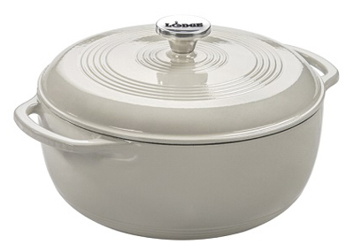 6 Qt. White Enamel Cast Iron Dutch Oven With Self-basting Lid