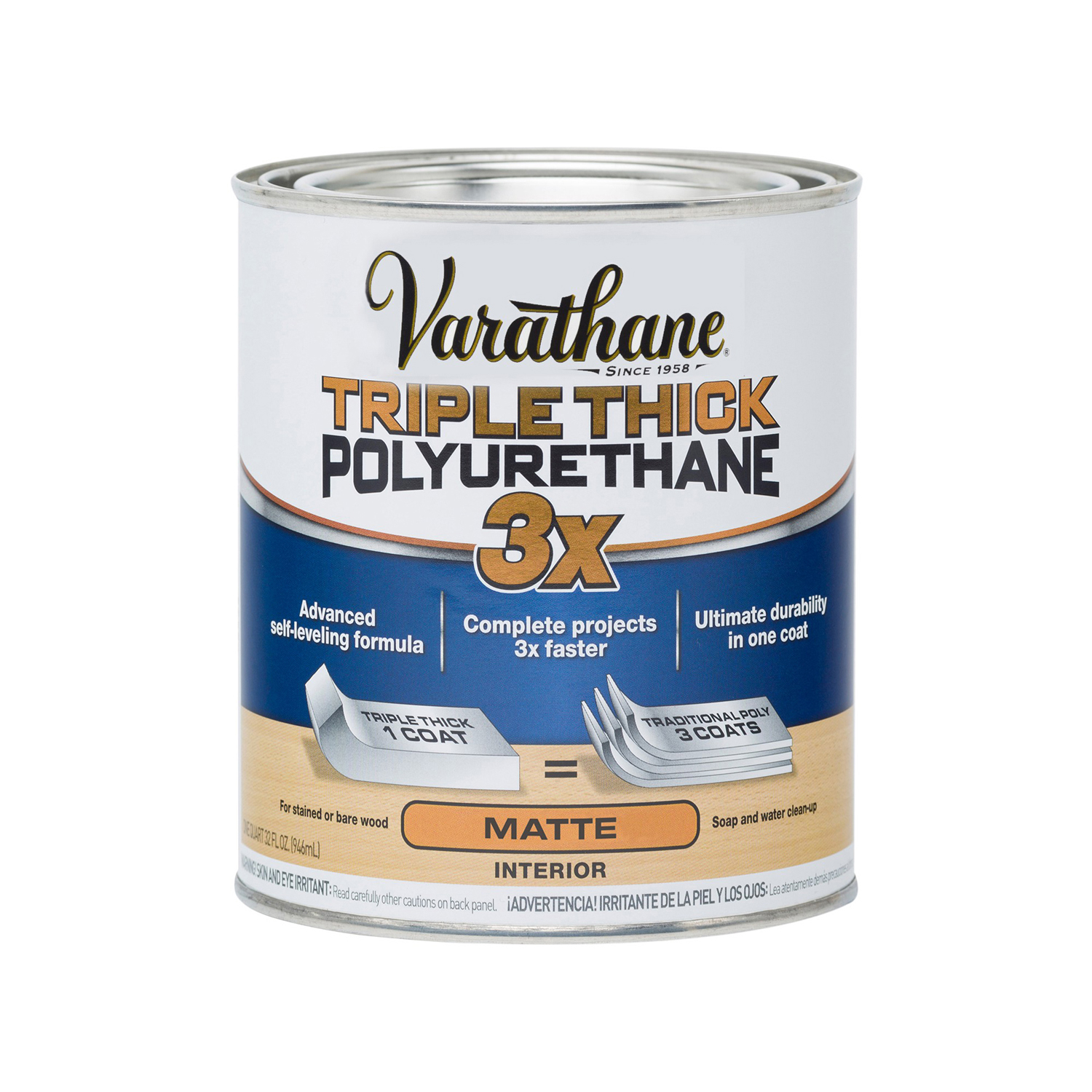 Matte Triple Thick Interior Polyurethane, 1 Quart – Water-based Finish