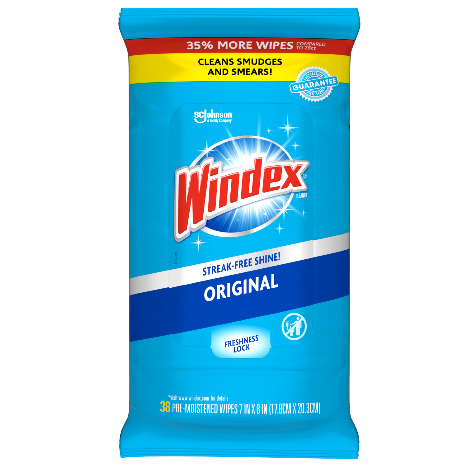 Windex Blue Wipes 35% More Pack, 38-Ct.