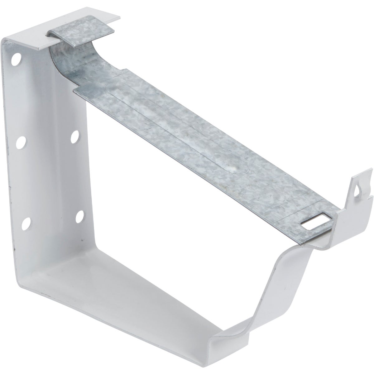 Snap Lok Fascia Bracket, White Galvanized Steel, 5 In., 2-Pc.