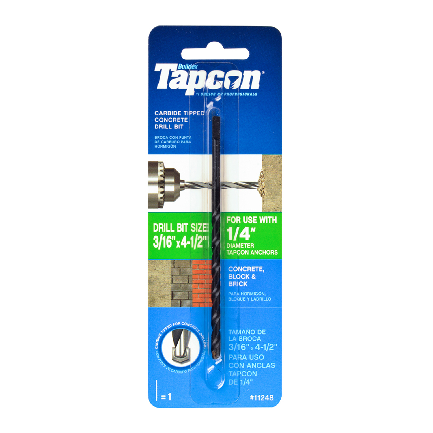3/16 In. X 4-1/2 In. Carbide Tipped Masonry Drill Bit