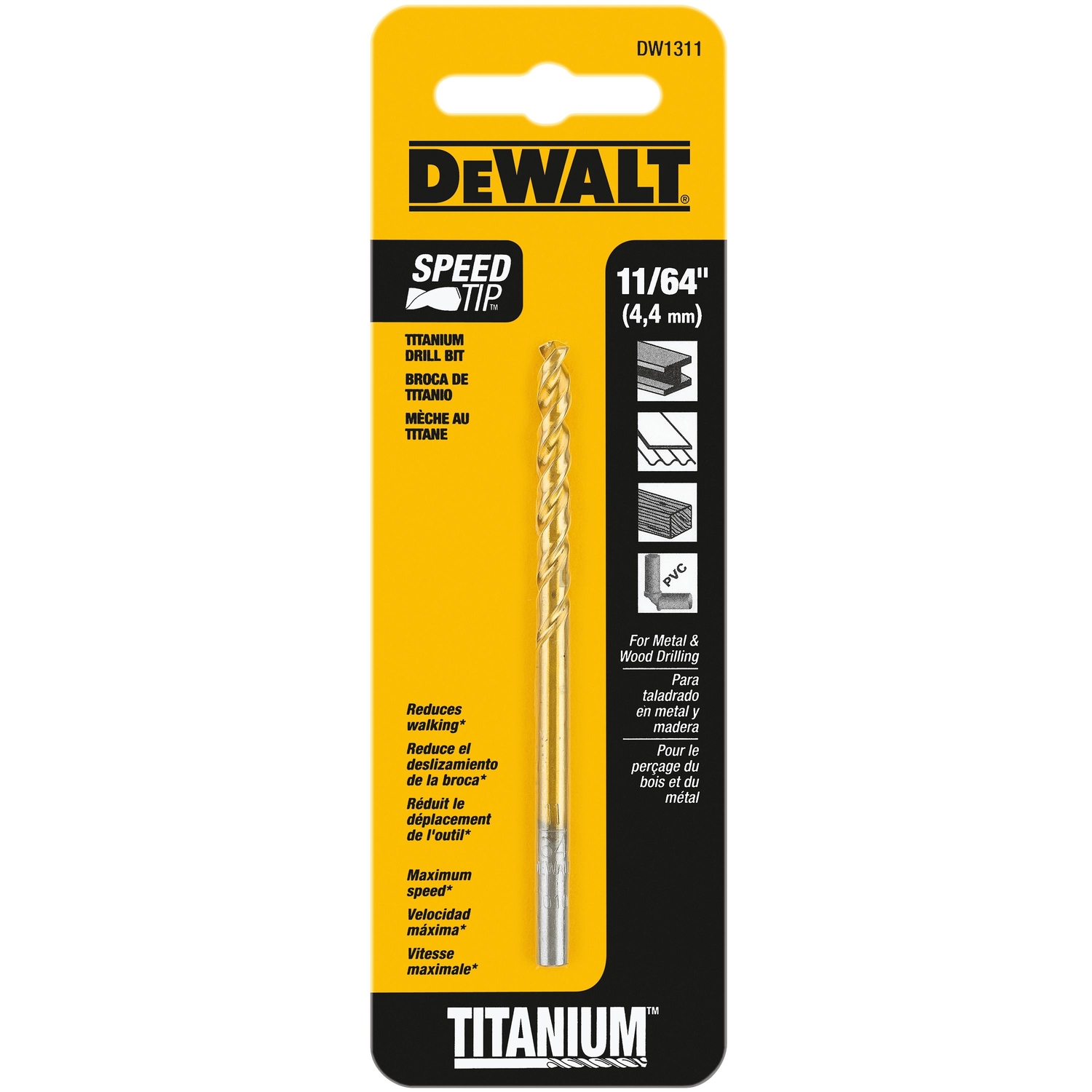 11/64 In. X 3.25 In. L Titanium Coated High Speed Steel Split Point Drill Bit
