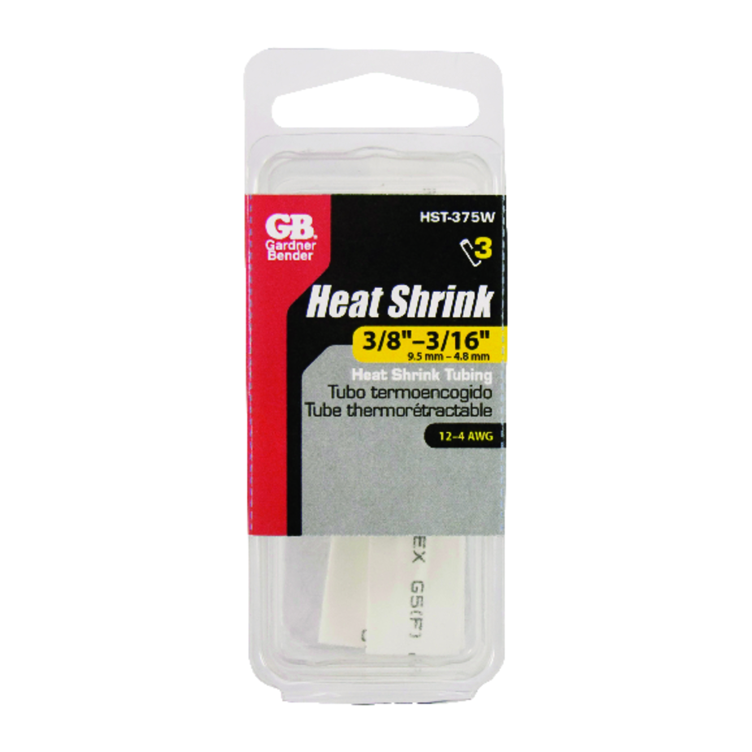 Heat Shrink Tubing, 3/8-3/16 x 4-In., White