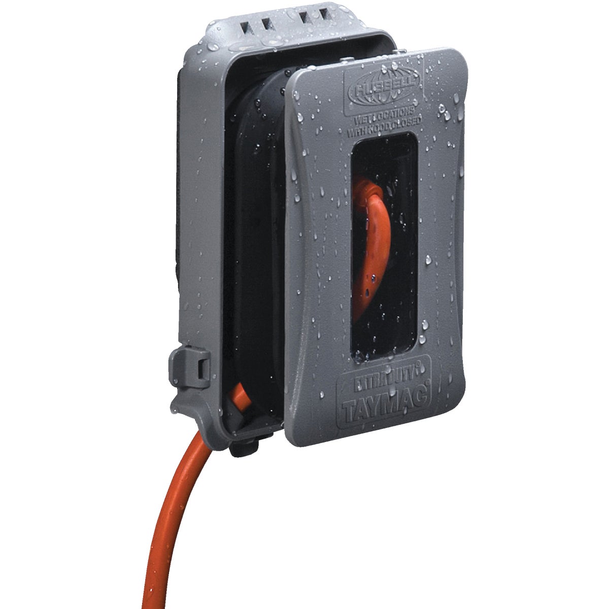 1-gang Expandable In-use Outdoor Outlet Cover – Gray, Vertical/horizontal Mount