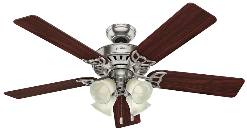 52 In. Brushed Nickel Ceiling Fan With Light Kit And 5 Blades