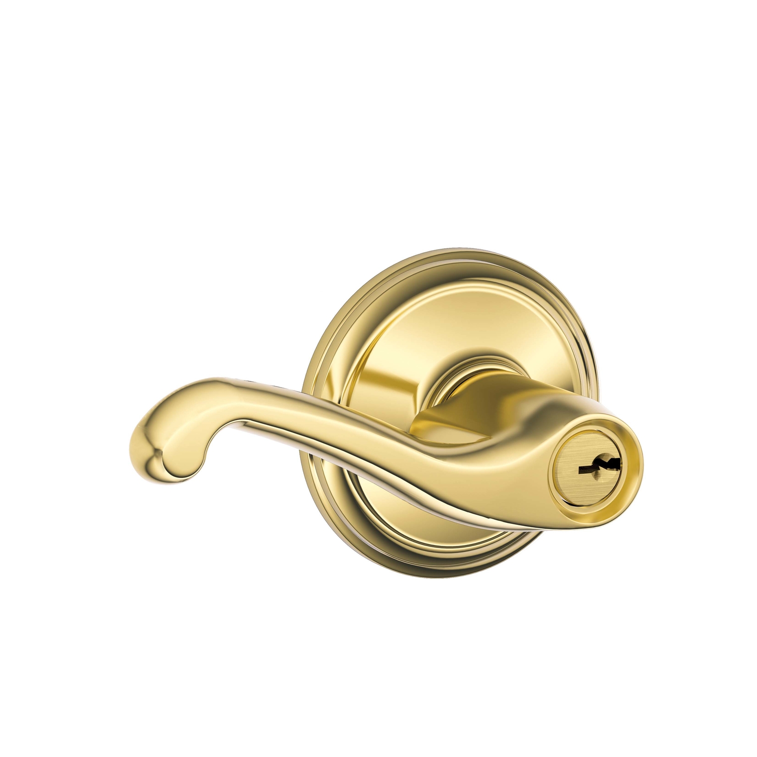 Flair Bright Brass Entry Door Lever Lockset F51vfla505