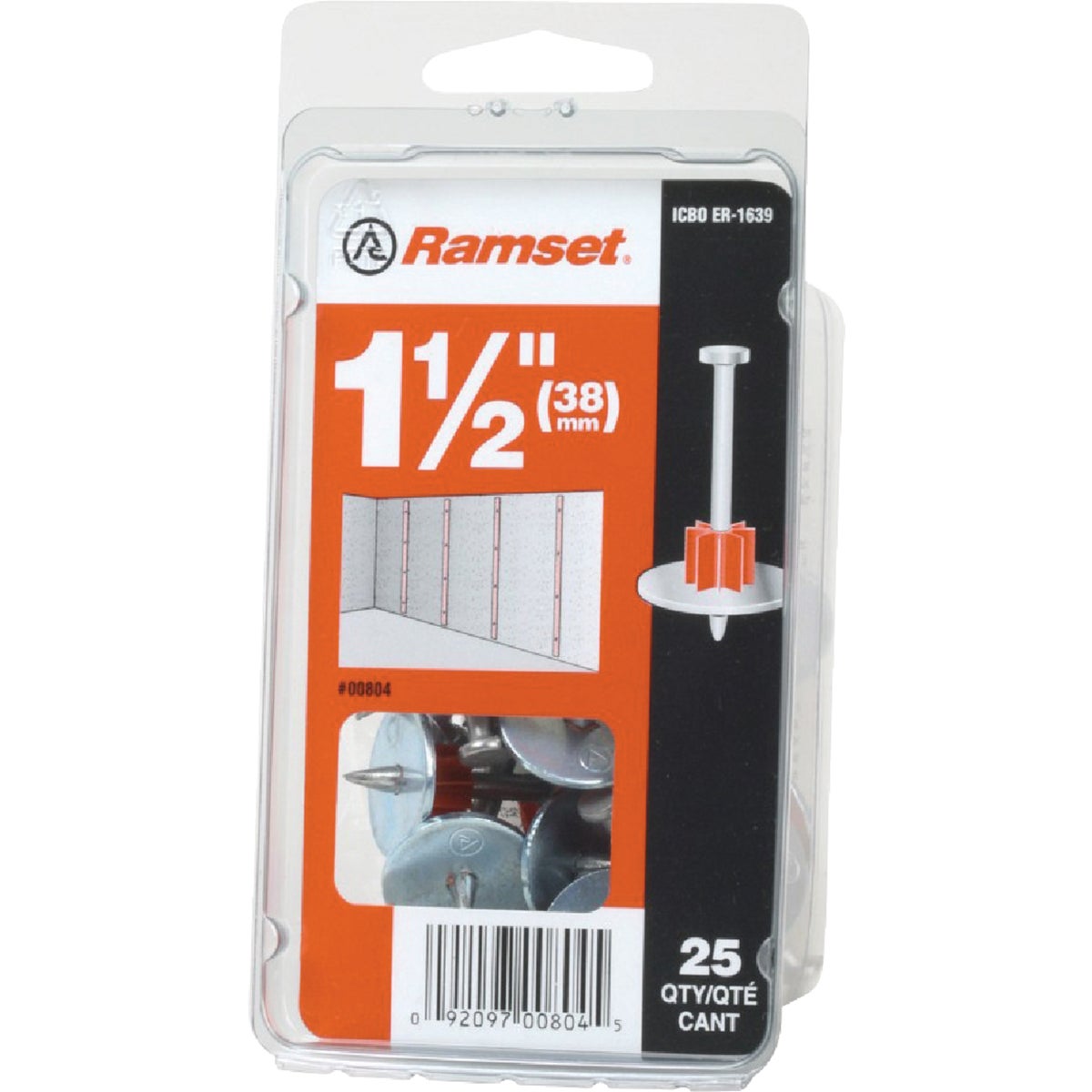 Drive Pin With Washer, .300 x 1.5-In., 25-Pk.