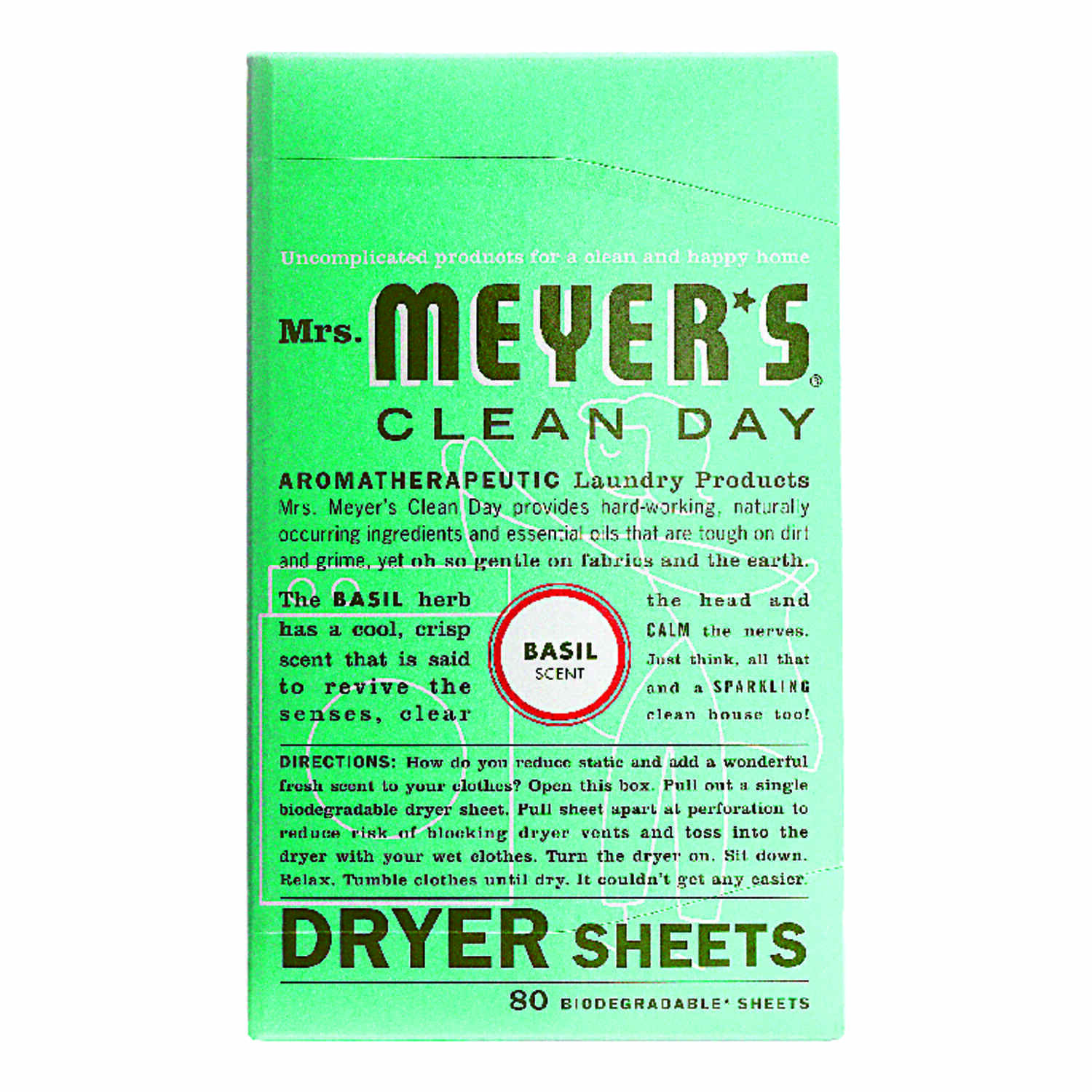 Dryer Sheets, Basil, 80-Ct.