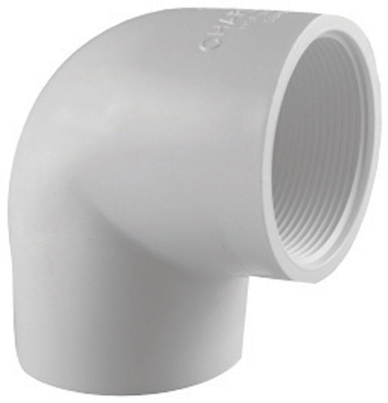 Schedule 40 PVC Ell, 90-Degree, White, 1-1/2 In. FPT