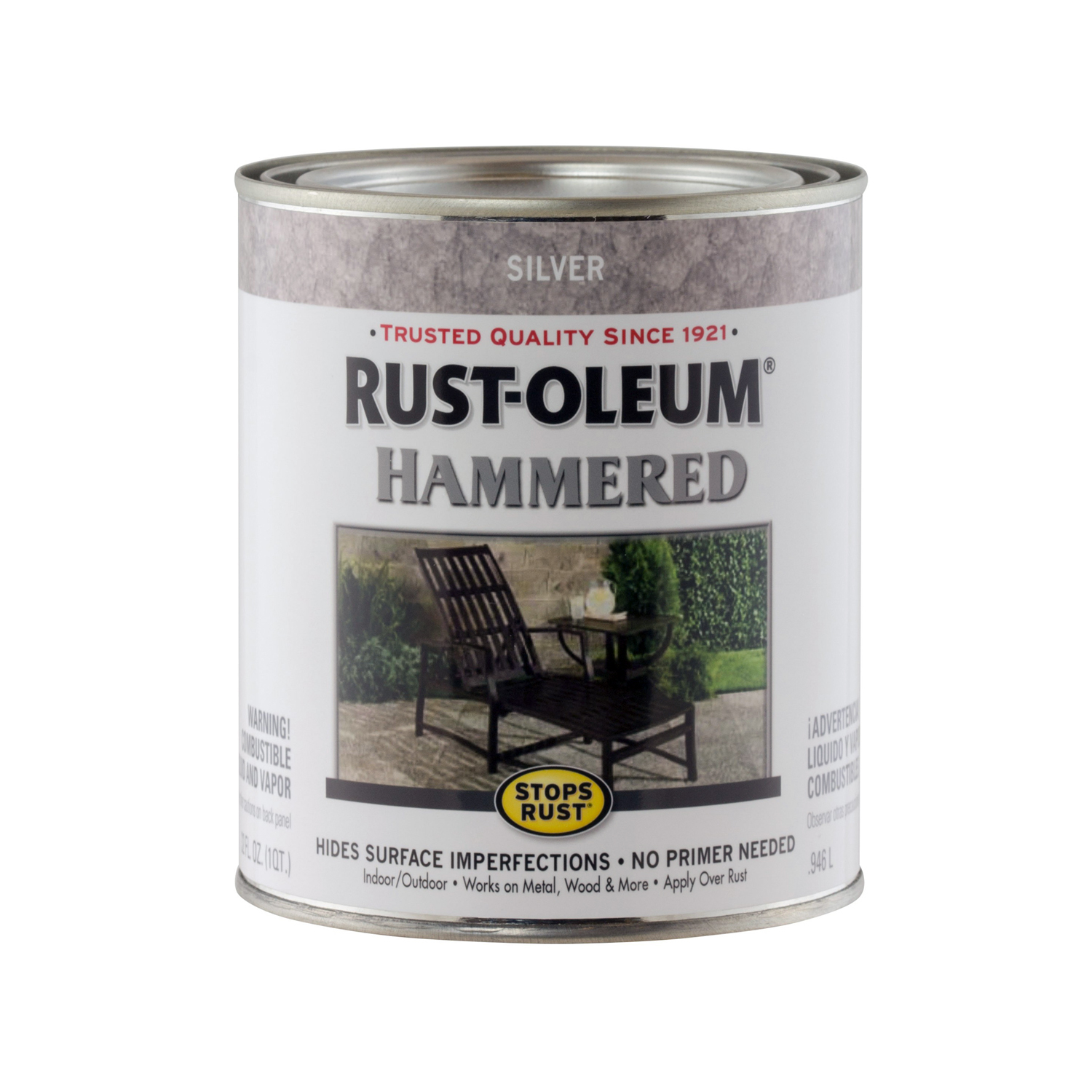 Stops Rust Hammered Paint, Silver, 1 Quart – Durable Protective Finish