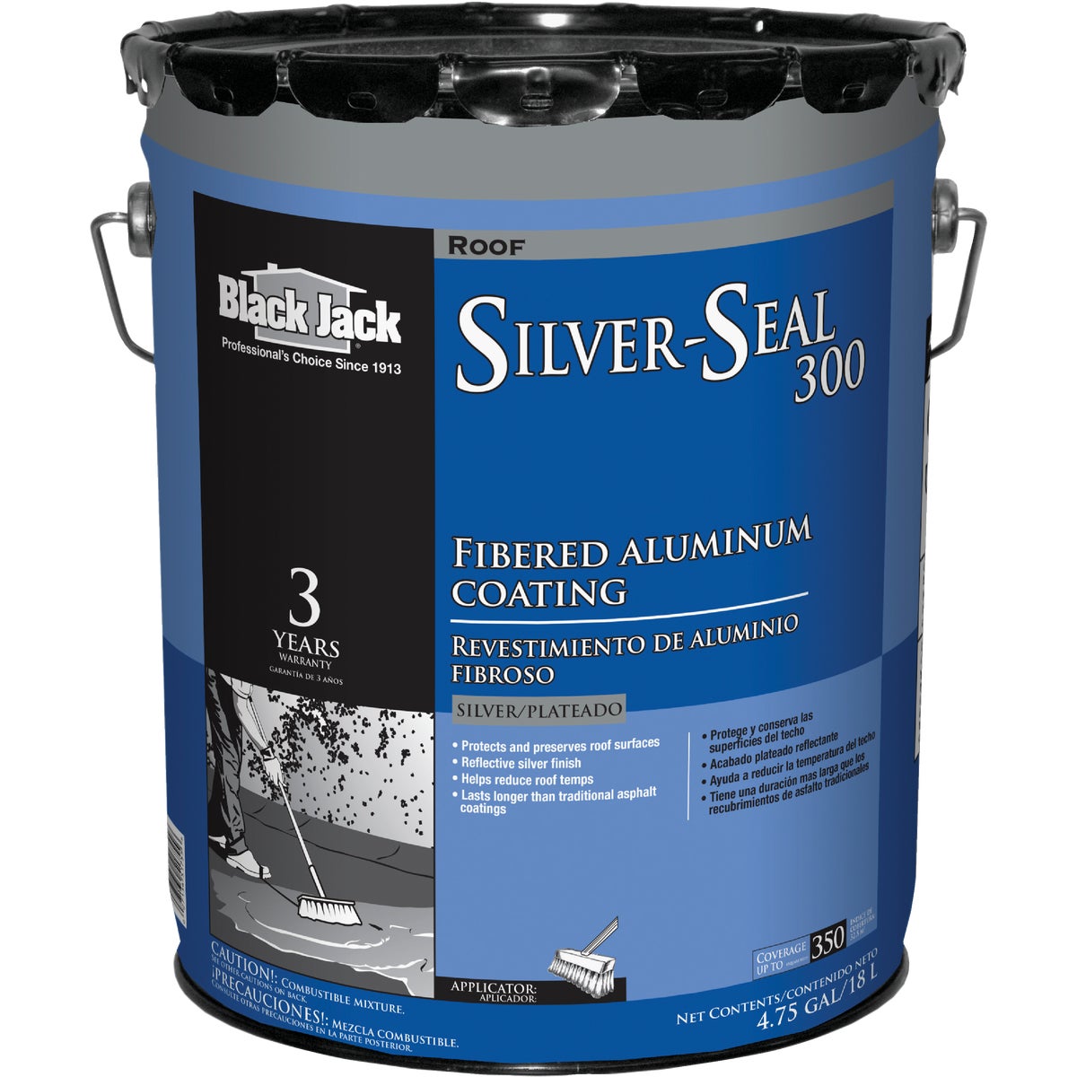 Silver Seal 300 5 Gallon Fibered Aluminum Roof Coating With 3 Year Warranty