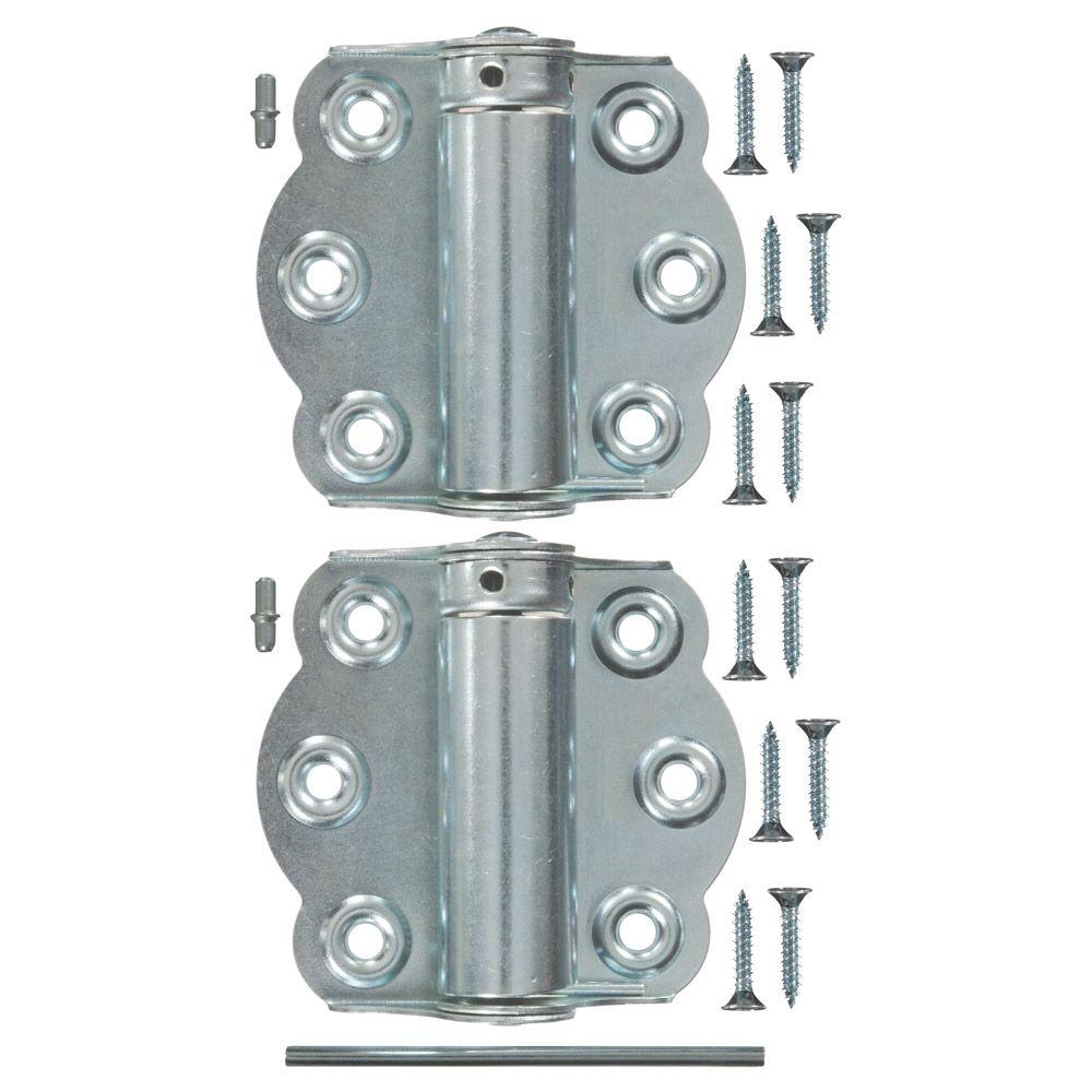Adjustable Self-Closing Door Hinges, Zinc Plate, 2-3/4 In., 2-Pk.