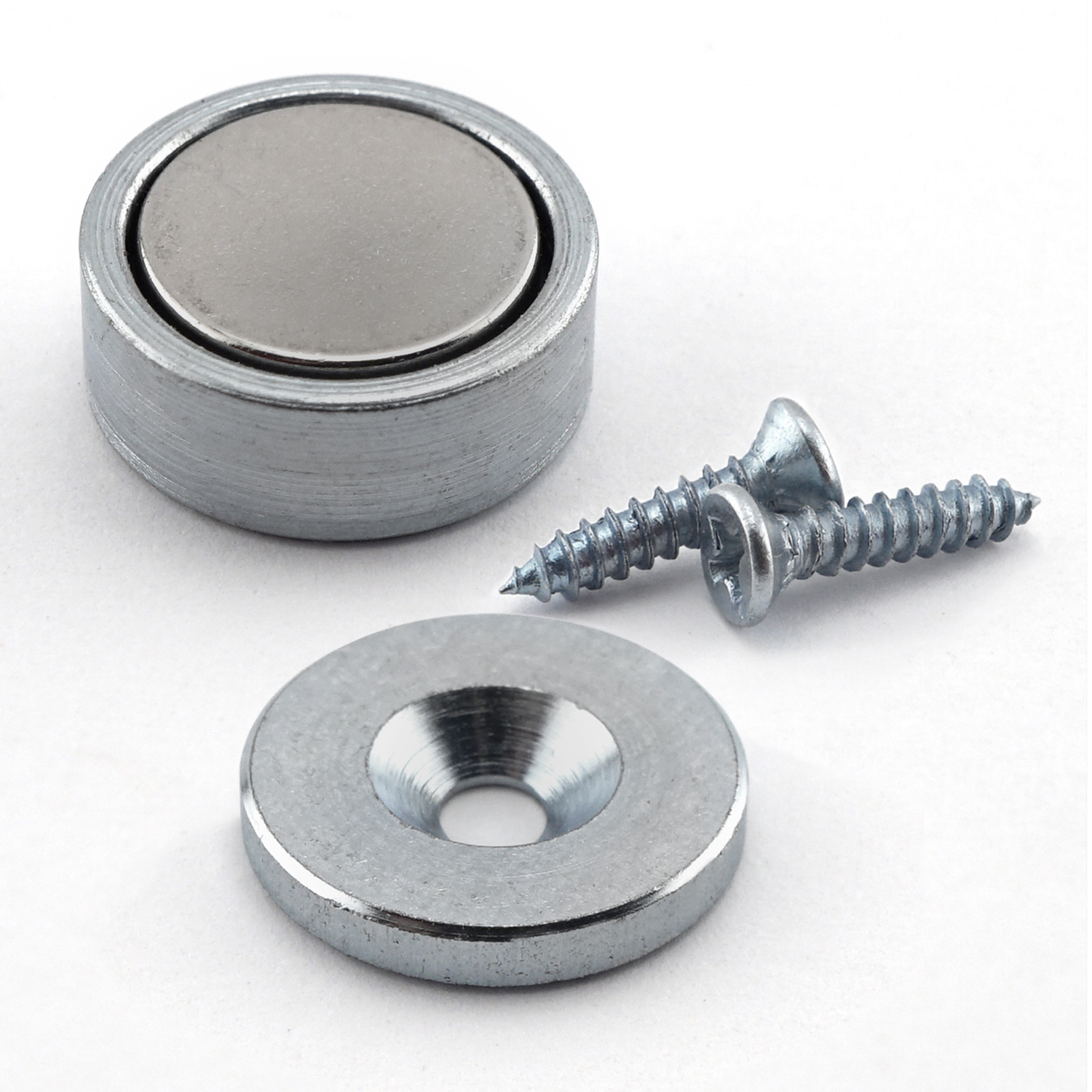 Master Magnetics .25 in. Neodymium Super Latch Magnets 16 lb. pull 35 MGOe Silver 2 pc.