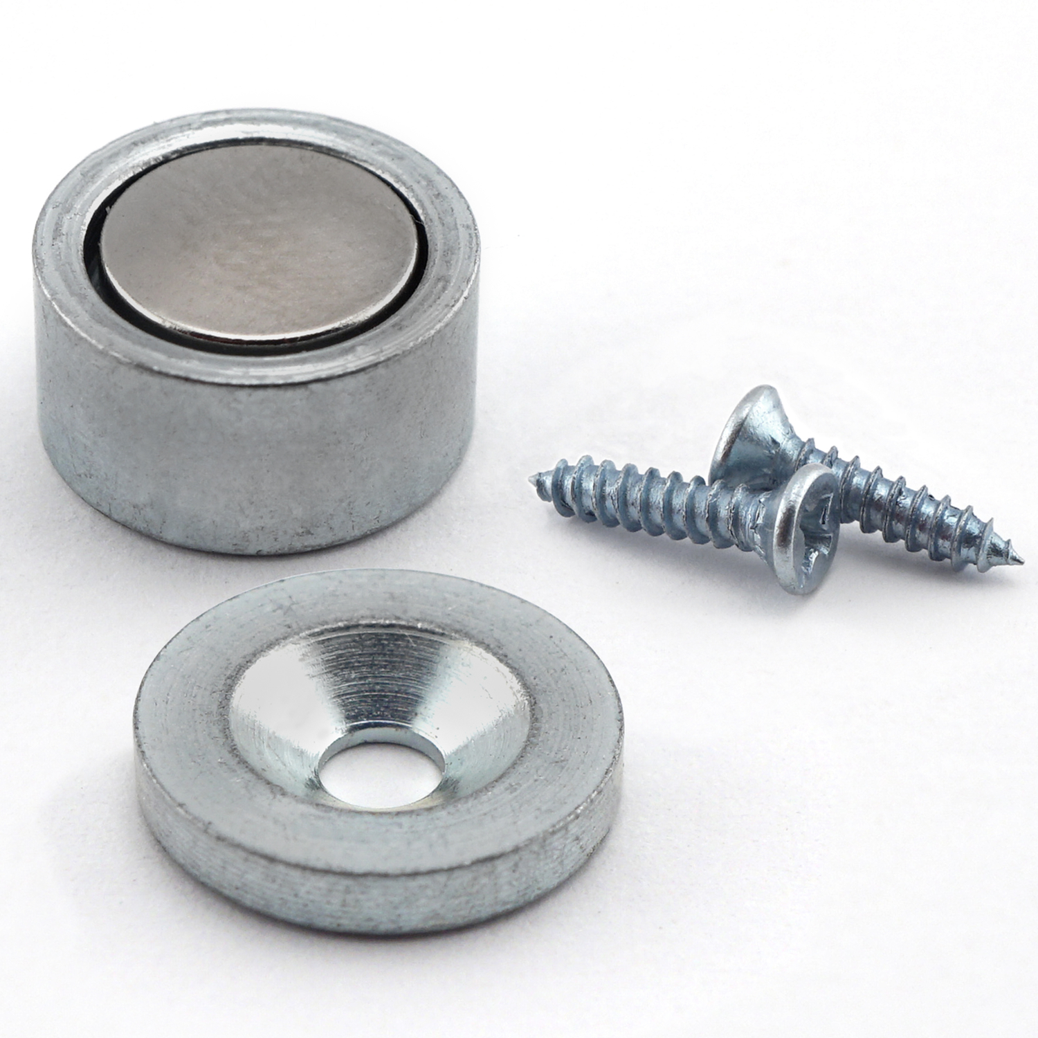 Master Magnetics .25 in. Neodymium Super Latch Magnets 6 lb. pull 35 MGOe Silver 2 pc.