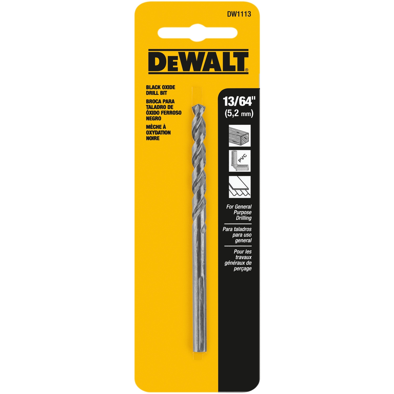 Black & Gold 13/64 In. X 3.62 In. L Black Oxide Drill Bit Round Shank