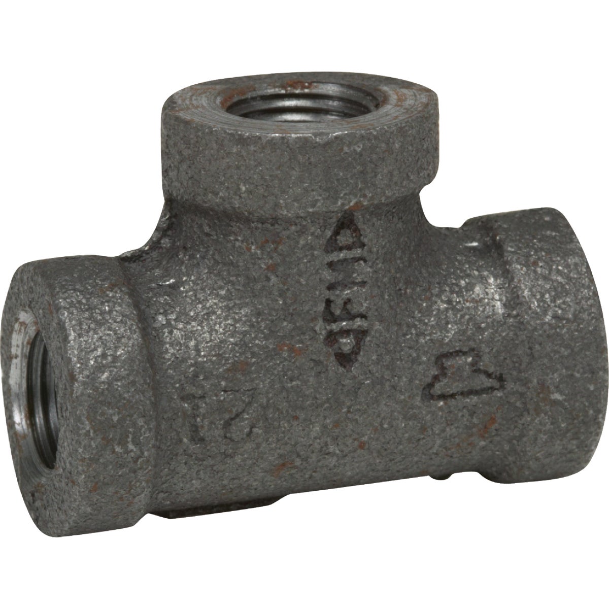 2 In. Malleable Black Iron Tee Fitting – Female Threaded Connections