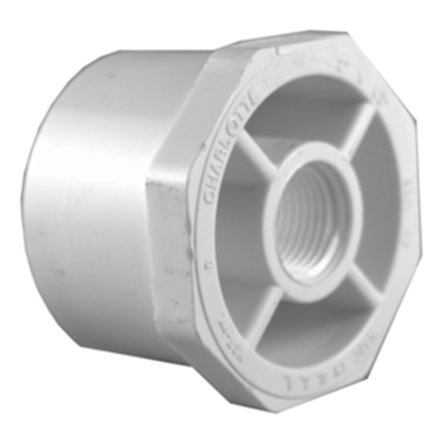 Schedule 40 PVC Pressure Reducer Bushing, White, 1-1/2 x 3/4 In.