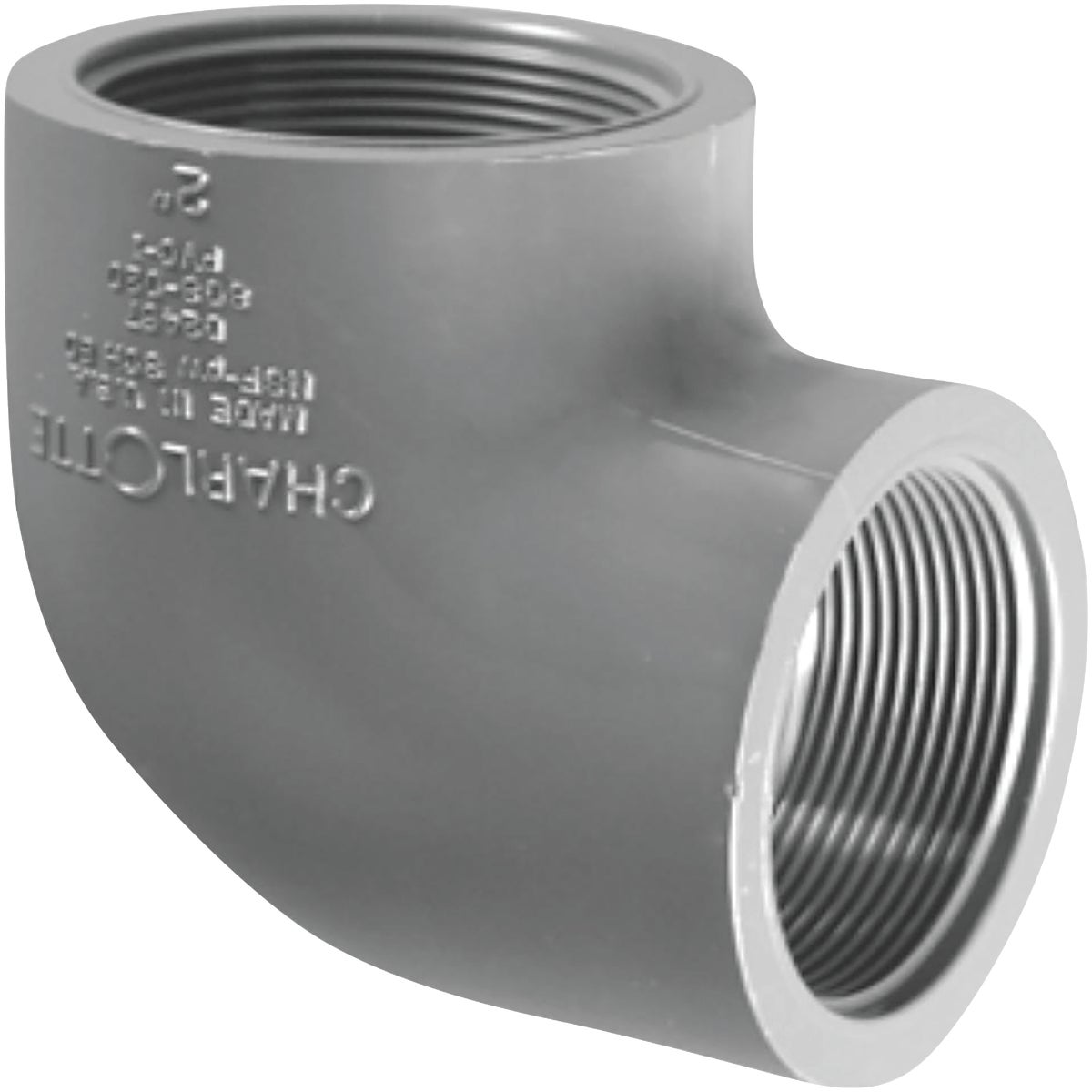 Schedule 80 PVC 90-Degree Elbow, Gray, FPT x FPT, 3/4 In.