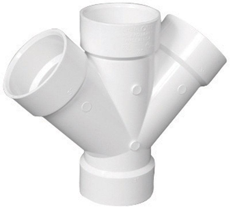 Schedule 40 DWV PVC Double Wye, White, 1-1/2 In.