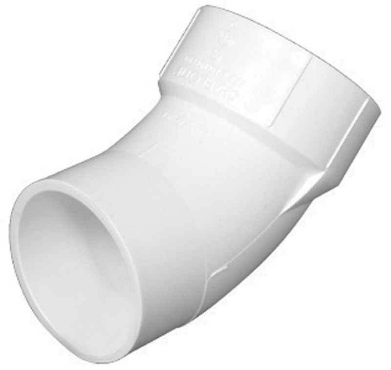 Schedule 40 DWV 45-Degree Street Elbow, Hub/Spigot, 4 In.