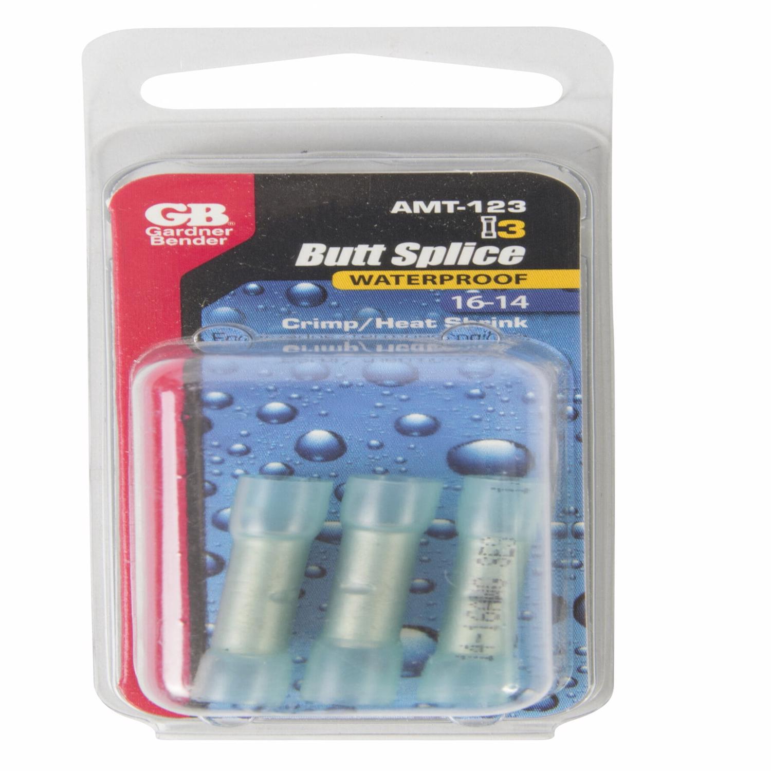Butt Splice Connector, Blue Nylon, Insulated, 16-14-AWG, 3-Pk.