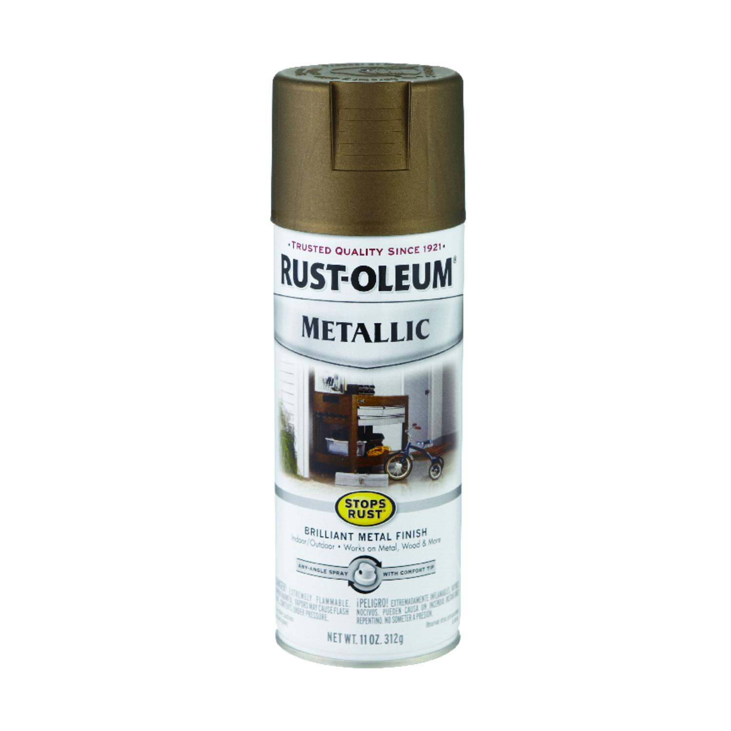 Stops Rust Antique Brass Metallic Spray Paint 11 Oz – Weather Resistant