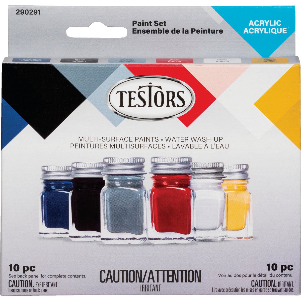 Acrylic Paint Set – 6 Colors: Blue, Black, Silver, Red, White, Yellow