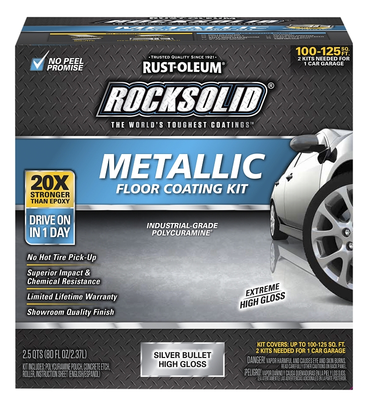 Rocksolid High-gloss Silver Bullet Garage Floor Coating Kit, 70 Oz.