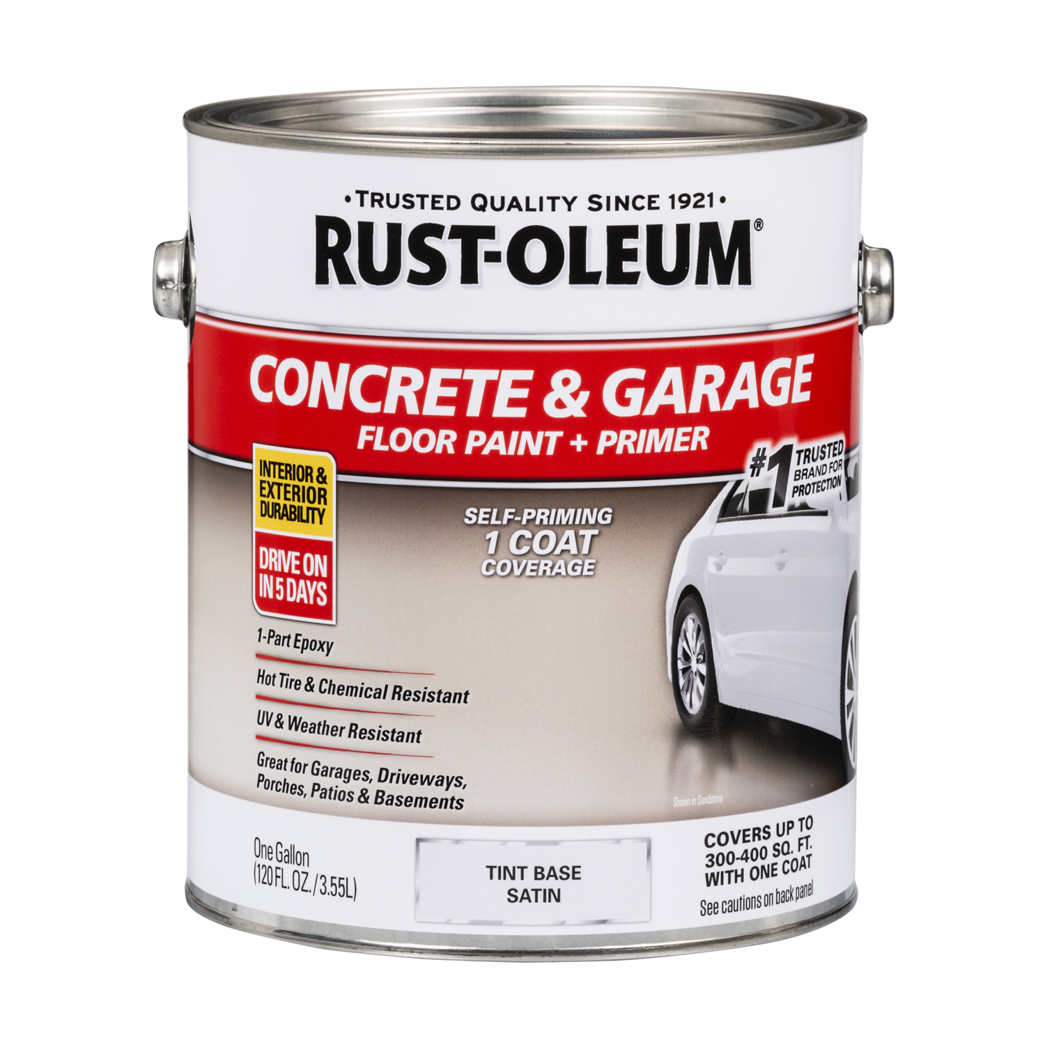 Concrete & Garage Floor Paint & Primer, 1 Gallon, Tint Base, Satin Finish