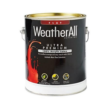 Ultra Premium Exterior WeatherAll Latex Paint, Flat Pastel Base, 1 Gallon
