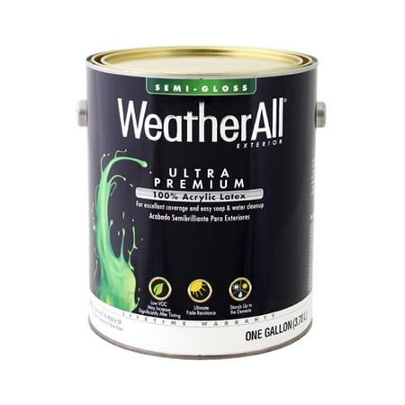 Ultra Premium WeatherAll Exterior Latex House Paint, Semi-Gloss Pastel Base, 1 Gallon