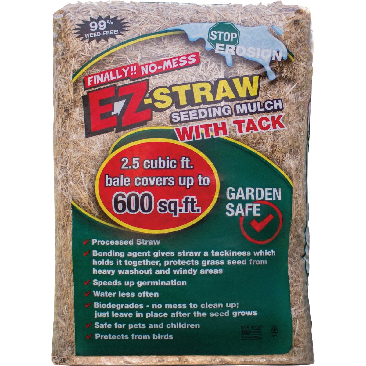 2.5 Cu. Ft. Natural Straw Seeding Mulch With Tack For 600 Sq. Ft. Coverage