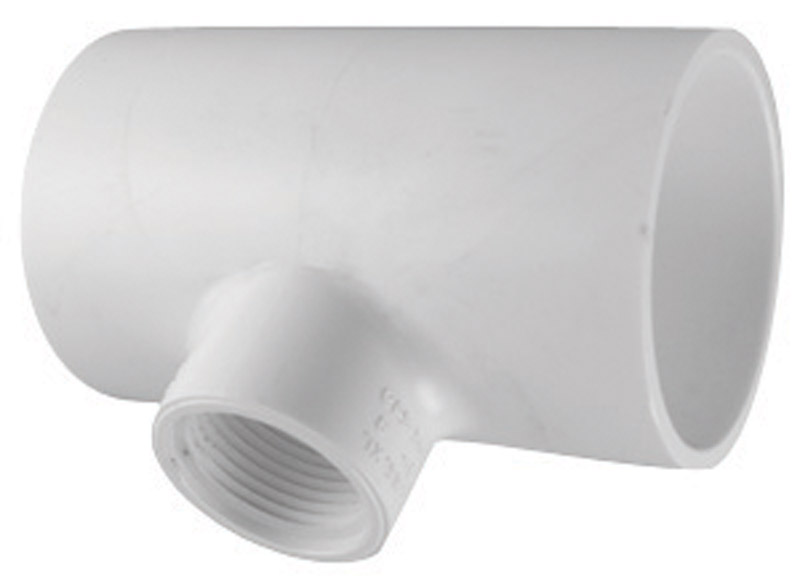 Schedule 40 PVC Pressure Reducing Tee, White, 1 x 1 x 1/2 In.