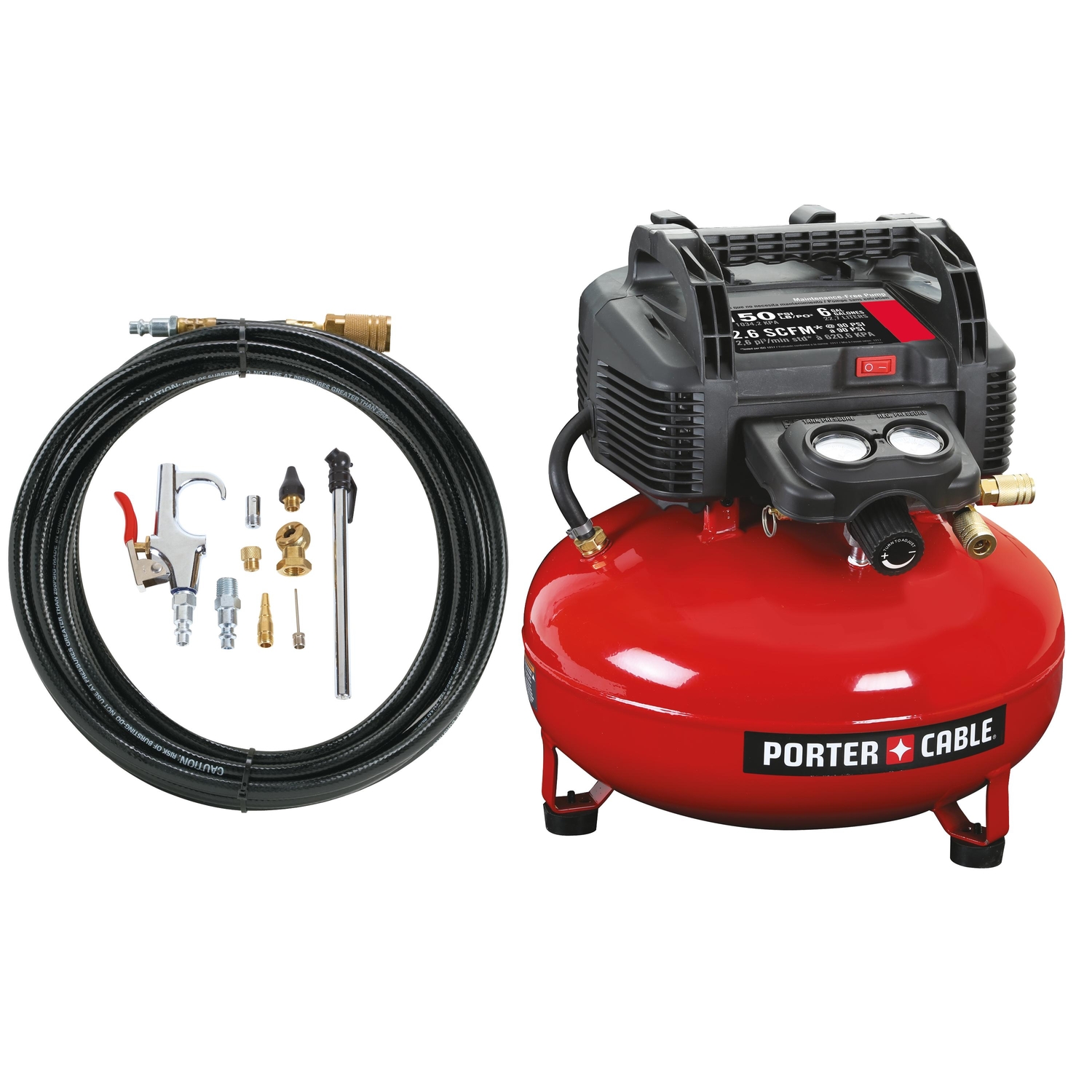 6 Gallon Pancake Portable Air Compressor Kit 150 Psi 0.8 Hp With Accessories