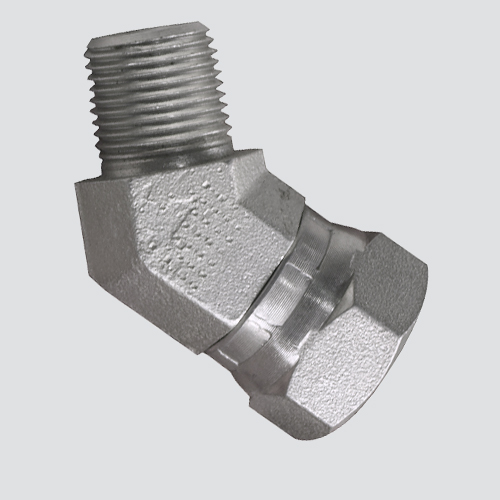 45 Degree Hydraulic Adapter, 3/8-In. MP x 3/8-In. FP Swivel