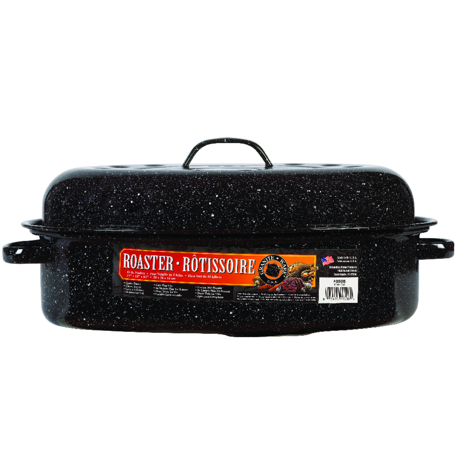 15 In. Black Covered Oval Roaster With Nonstick Porcelain Enamel