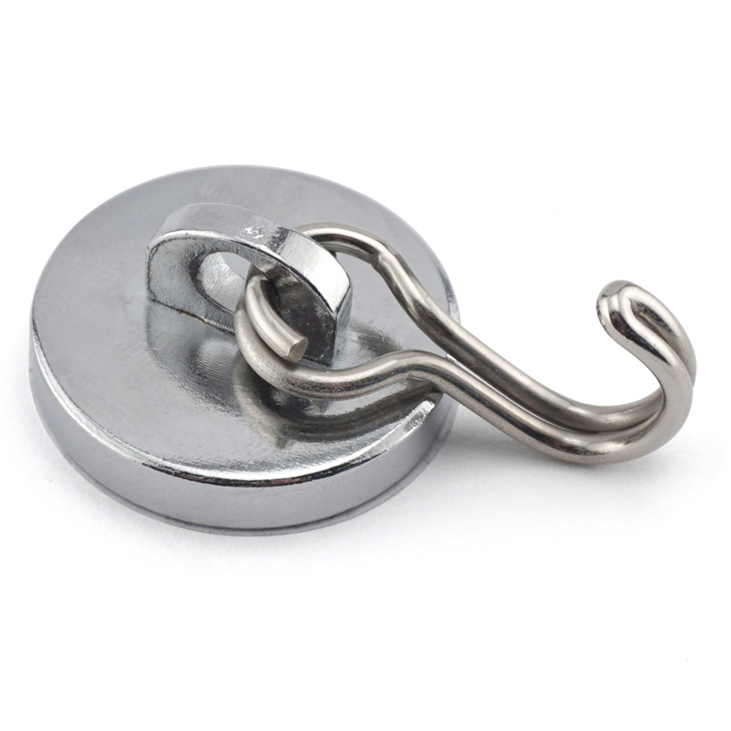 Neodymium Magnetic Hook 40 Lb Pull 1.125 In. Diameter Silver