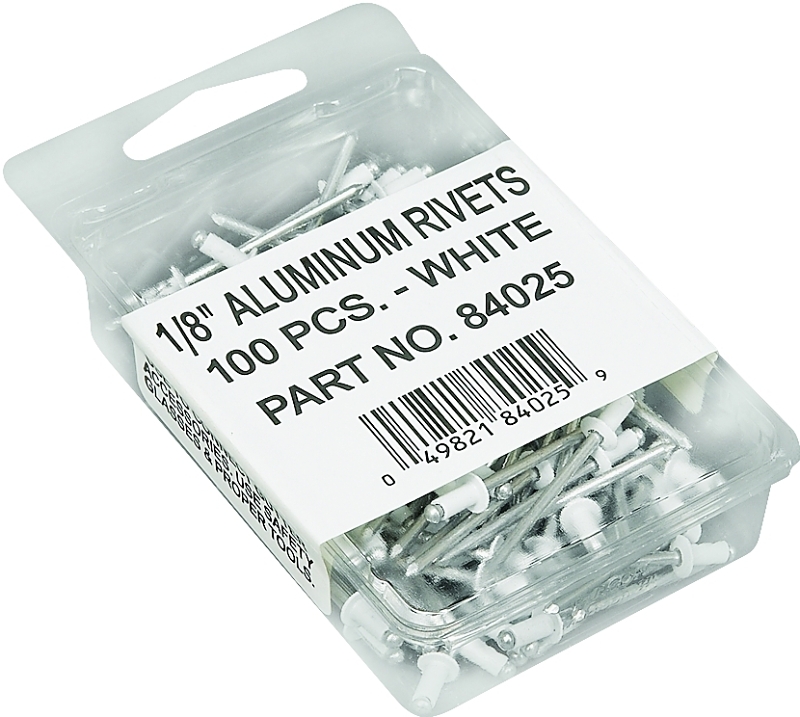 Gutter Rivets, White Aluminum, 1/8 In., 100-Pc.