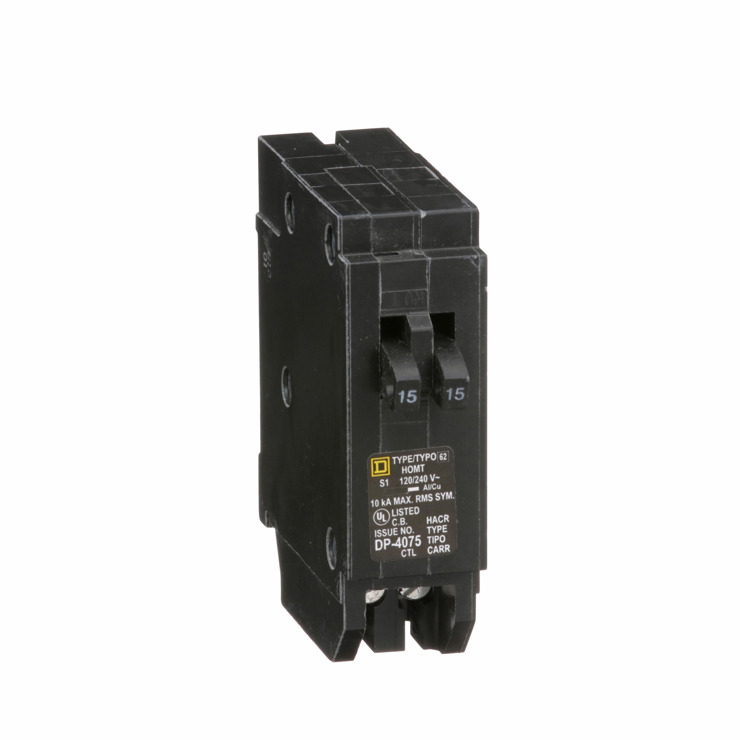 Homeline 15a/15a Twin Single-pole Tandem Circuit Breaker – Model Homt1515cp