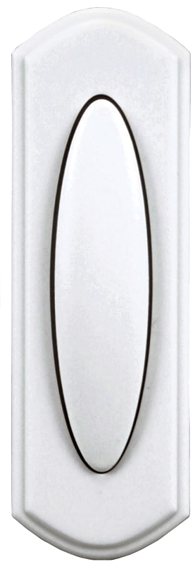 Wireless Pushbutton Doorbell, Plastic, Surface Mount, 125 Ft Range, White