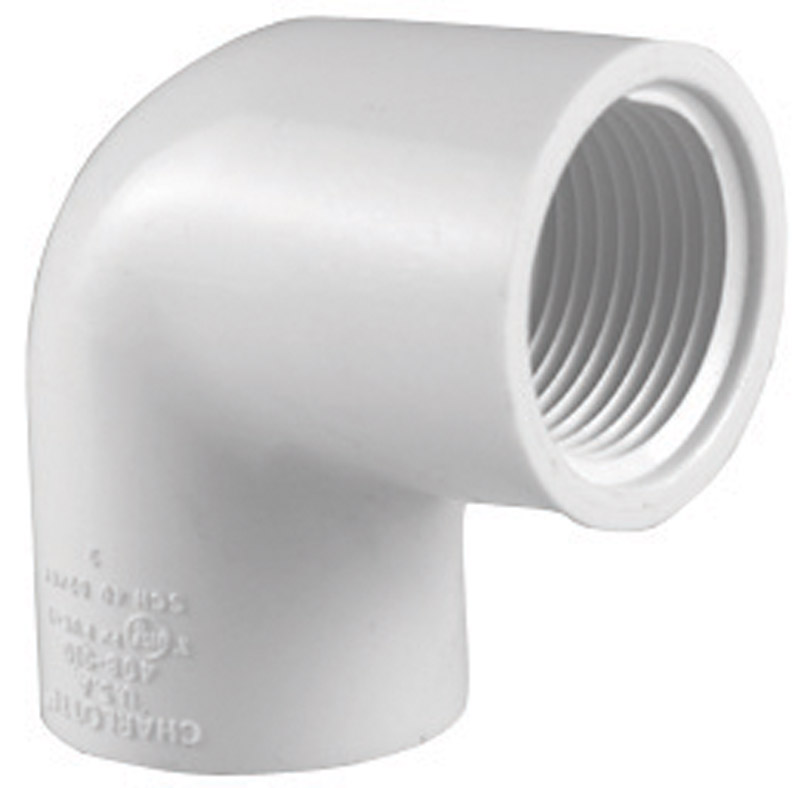 Schedule 40 90-Degree Pipe Elbow, Female x Female Thread, White, 3/4 In.