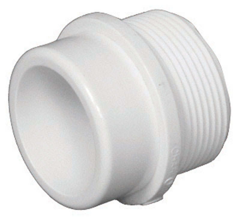 Schedule 40 DWV PVC Adapter, White, 2 In. Spigot x 2 In. MPT