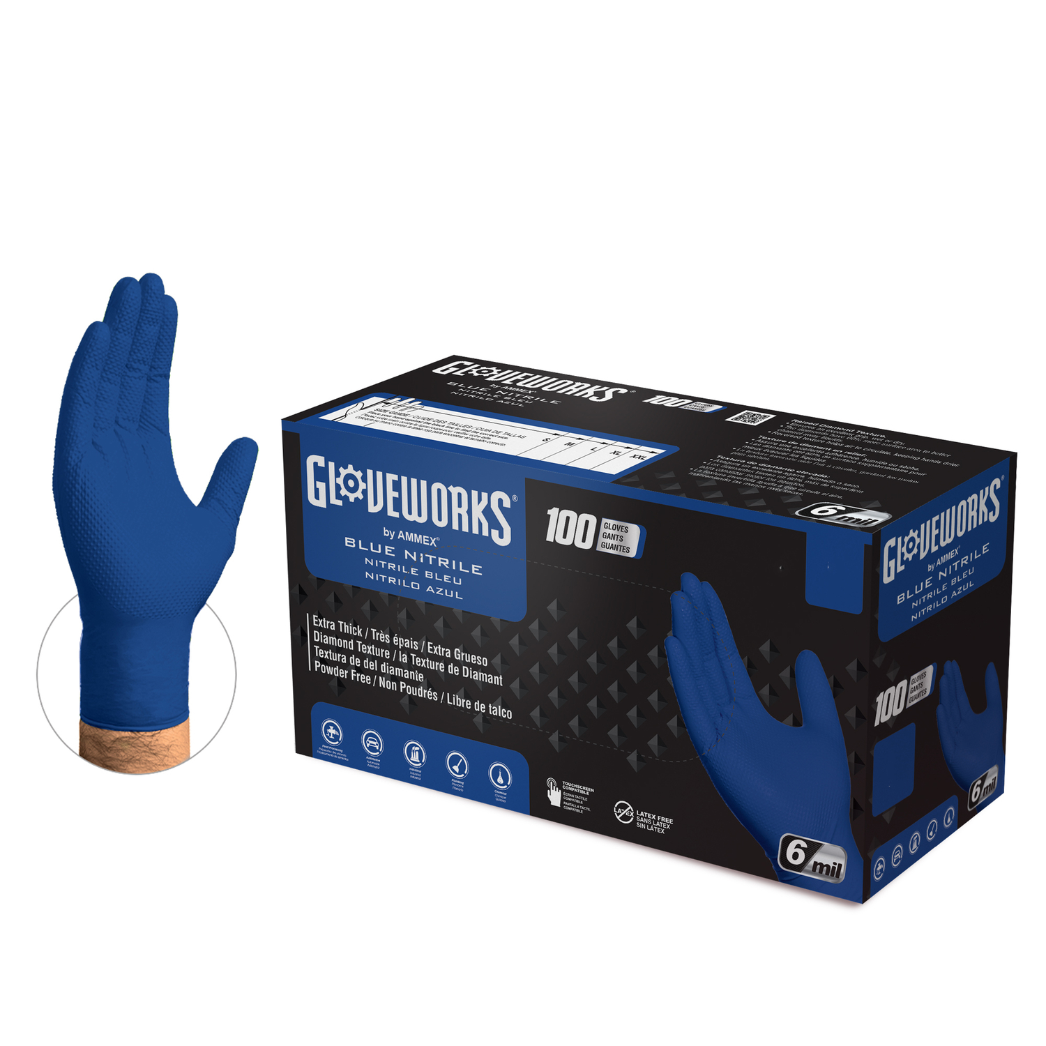 Nitrile Work Gloves, Heavy-Duty, Royal Blue, XL, 100-Ct.