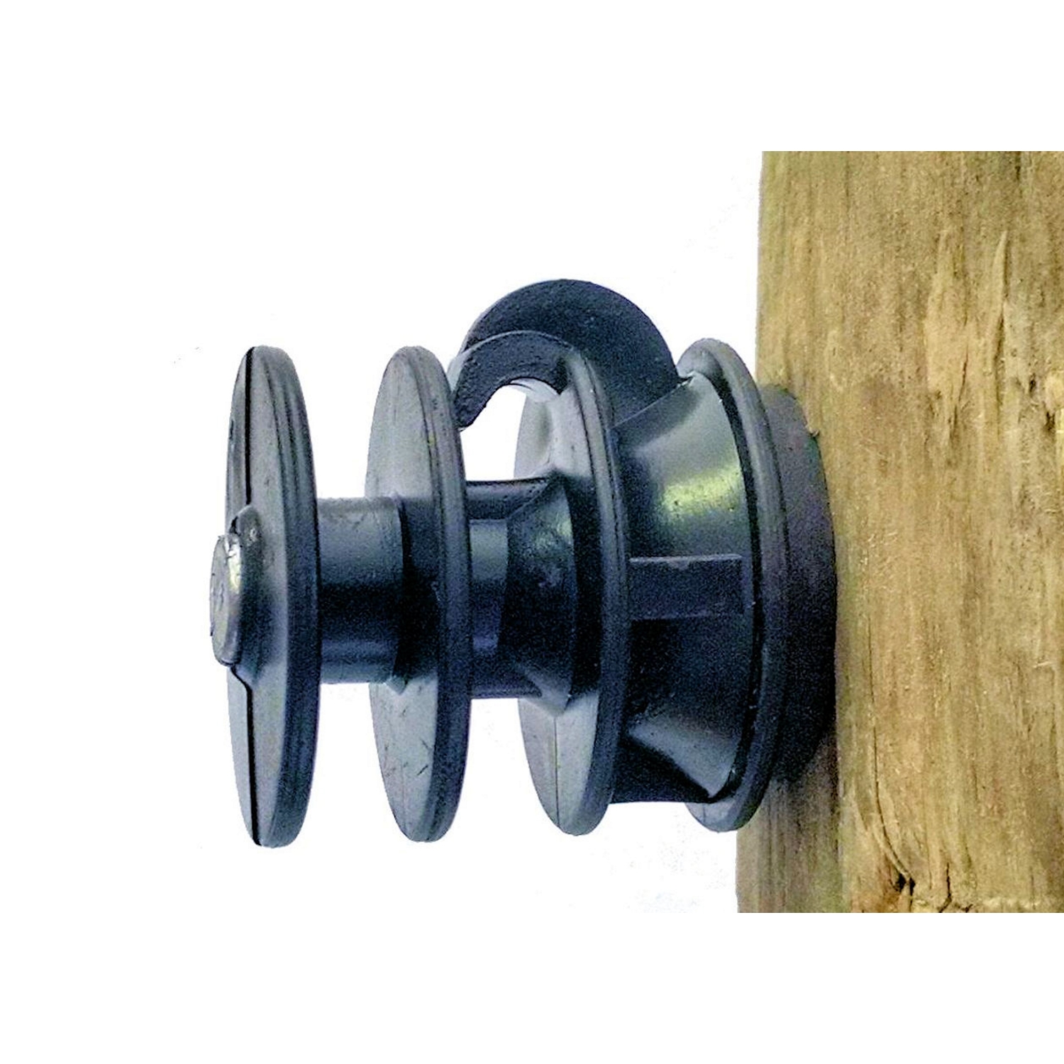 Electric Fence Insulator, Wood Post Multi-Groove, With Nail, Black, 25-Pk.